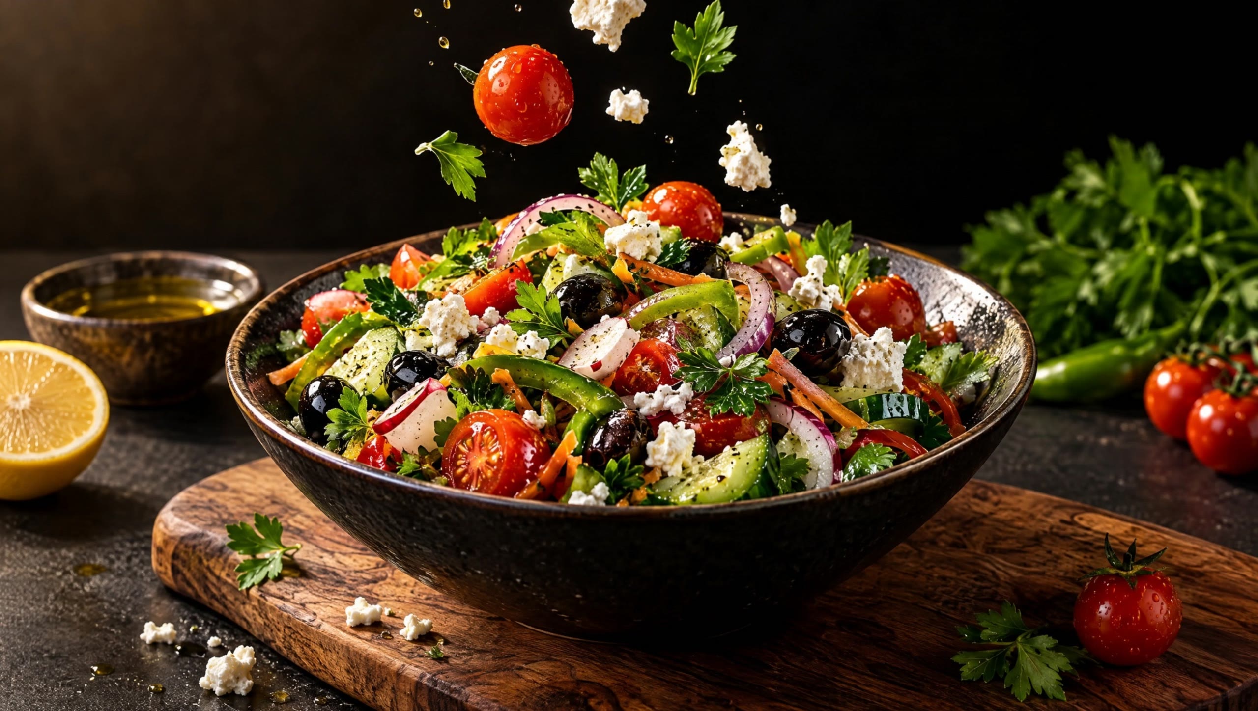 Bauernsalat mit Feta und Oliven